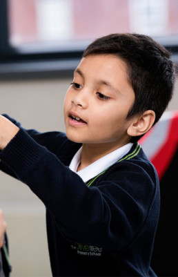 Boy concentrating on work